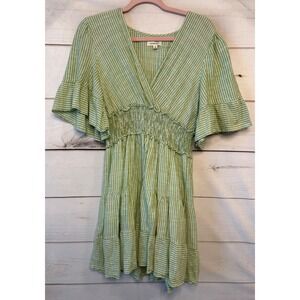 Max Studio Green Striped Mini Dress